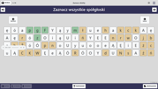 Zaznacz spółgłoski Zaznacz spółgłoski