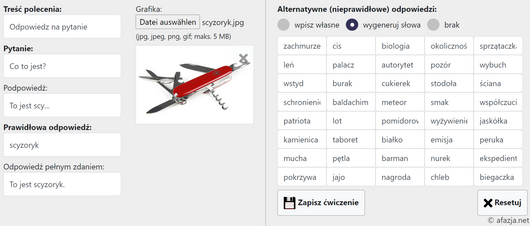 Własne ćwiczenia Własne ćwiczenia