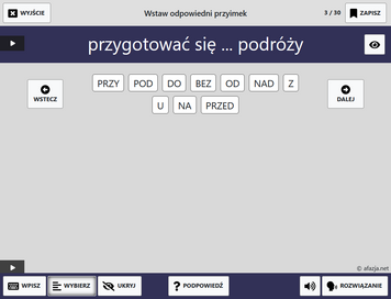 Wstaw odpowiedni przyimek Wstaw odpowiedni przyimek